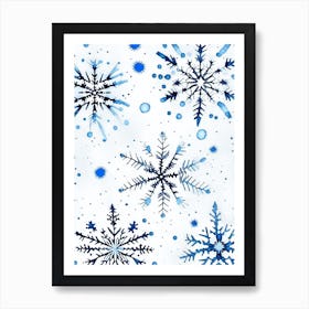 Pattern, Snowflakes, Minimalist Watercolour 3 Art Print