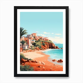 Abstract Illustration Of Spiaggia Del Principe Sardinia Italy Orange Hues 4 Art Print