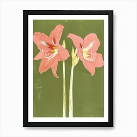 Pink & Green Amaryllis 5 Art Print