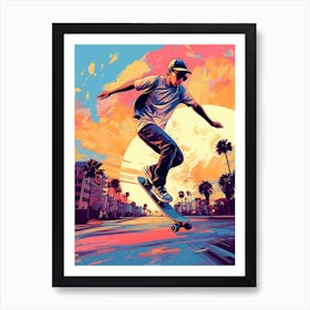 Skateboarding In San Diego, United States Drawing 1 Art Print