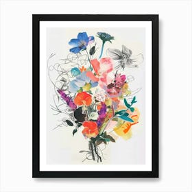 Veronica 2 Collage Flower Bouquet Art Print