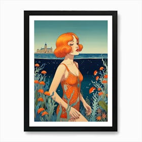 Girl In The Sea Art Print