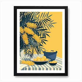 Mimosa Flowers On A Table   Contemporary Illustration 4 Art Print