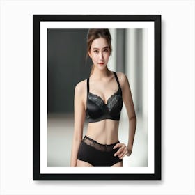 A Photo Of A Beautiful Model Wearing black Underwear 1 Art Print