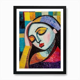 Woman With Eyes Closed Art Print