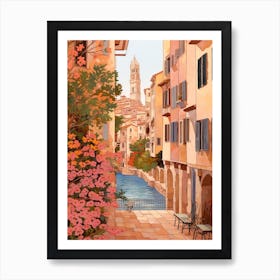 Palma De Mallorca Spain 4 Vintage Pink Travel Illustration Art Print