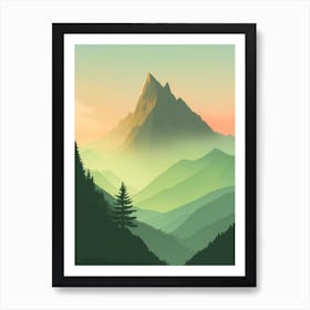 Misty Mountains Vertical Composition In Green Tone 81 Art Print