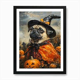 Halloween Pugs In Oil 5 Art Print