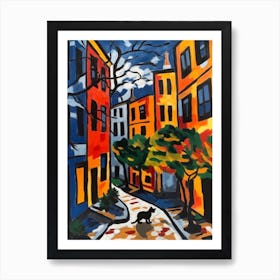 Painting Of New York With A Cat 1 In The Style Of Matisse Art Print