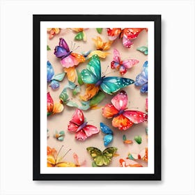 Many Colorful Butterflies Art Print