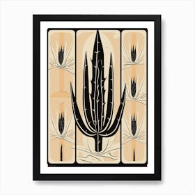B&W Cactus Illustration Trichocereus Cactus 3 Art Print
