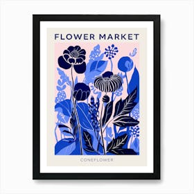 Blue Flower Market Poster Coneflower Market Poster 1 Art Print