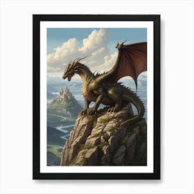 Dragon On Top Of Mountain Art Print