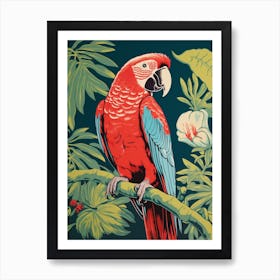 Vintage Bird Linocut Parrot 4 Art Print