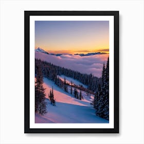 Serre Chevalier, France Sunrise Skiing Poster Art Print