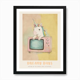 Pastel Unicorn & A Tv 3 Poster Art Print