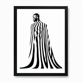 Black And White Striped Man Art Print