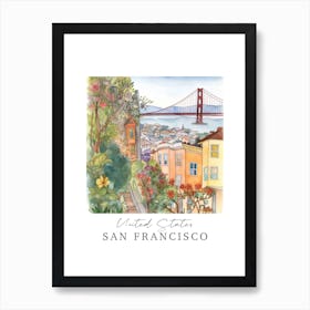 United States San Francisco Storybook 4 Travel Poster Watercolour Art Print