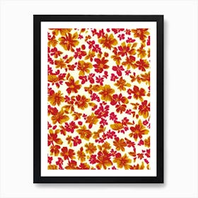 Firethorn Floral Print Warm Tones2 Flower Art Print