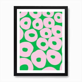 Abstract Circles Pink And Green Art Print