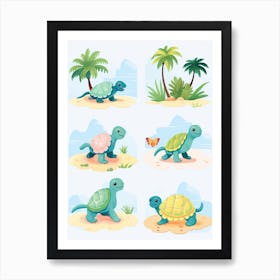 Funny Cute Turtle Illustrations Art Print