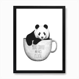 Panda With Coffee Art Print