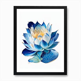 Blue Lotus Decoupage 2 Art Print