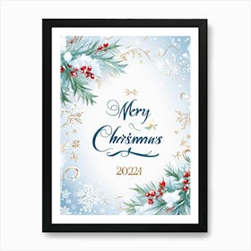 A Tasteful Composition Of Calligraphy Featuring The Text Merry Christmas 2024 Expertly Written In (1) Art Print