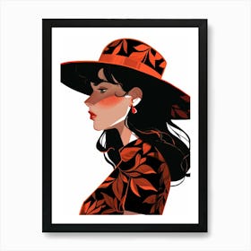 Woman In Red Hat 3 Art Print