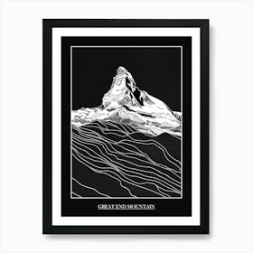 Great End Mountain Line Drawing 4 Poster Art Print