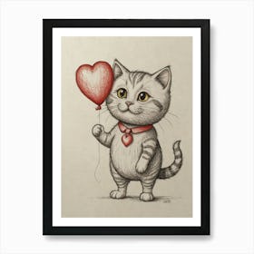 Valentine'S Day Cat 1 Art Print