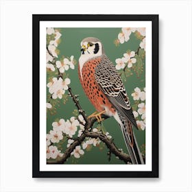 Ohara Koson Inspired Bird Painting American Kestrel 4 Art Print