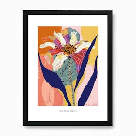 Colourful Flower Illustration Poster Gerbera Daisy 4 Art Print
