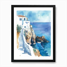 Watercolor Of A House By The Sea Art Print