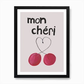 Mon Cheri Black Text Art Print