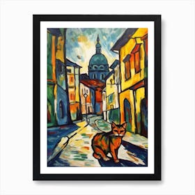 Painting Of Vienna With A Cat In The Style Of Fauvism 3 Art Print