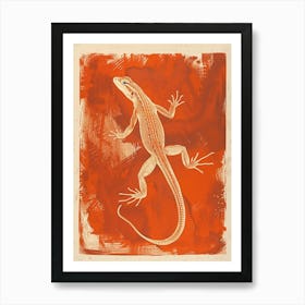 Orange Chuckwalla Lizard Block Print 3 Art Print