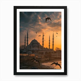 Sunset In Istanbul Art Print