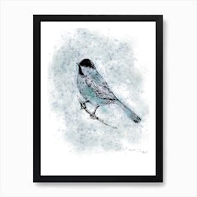 Black Capped Chickadee Bird Painting Art Print