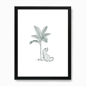 Cheetah Under Palm Tree Art Print