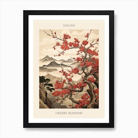 Sakura Cherry Blossom 2 Japanese Botanical Illustration Poster Art Print