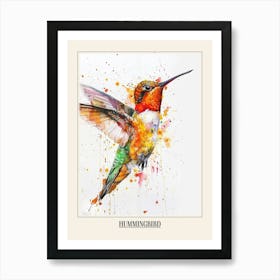 Hummingbird Colourful Watercolour 1 Poster Art Print