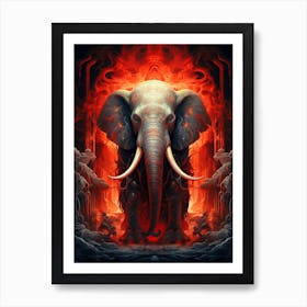 Elephant In Flames Art Print