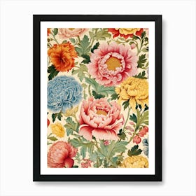 Peony Flower Pattern 2 Art Print