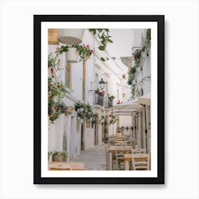 Street In Puglia Restaurants Art Print