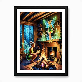 Tinkerbells lighting the fireplace Art Print