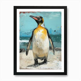 Galapagos Penguin Livingston Island Colour Block Painting 4 Art Print