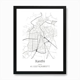 Xanthi,Greece Minimalist Map Art Print