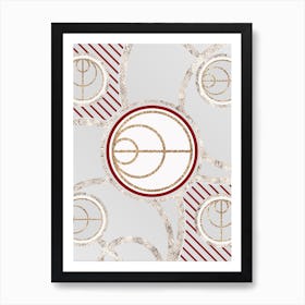 Geometric Abstract Glyph in Festive Gold Silver and Red n.0091 Art Print