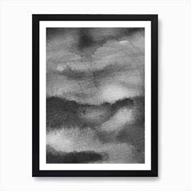 Aquarelle Meets Pencil Black Clouds Art Print